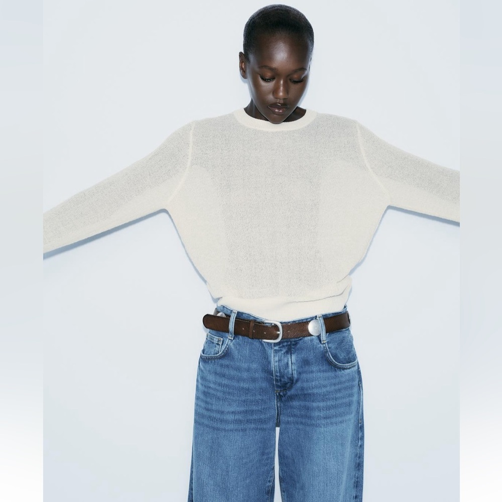 ZARA SEMI-SHEER FINE KNIT SWEATER